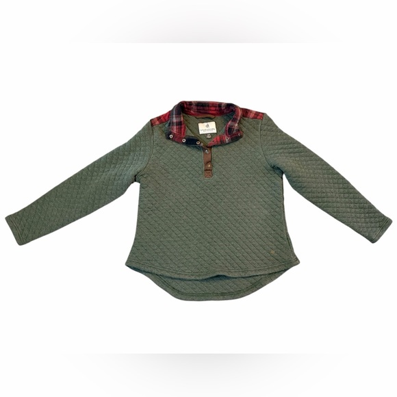 Legendary Whitetails Tops - Legendary Whitetails Quilted Pullover Jacket – Olive Green Plaid Trim (Size M)